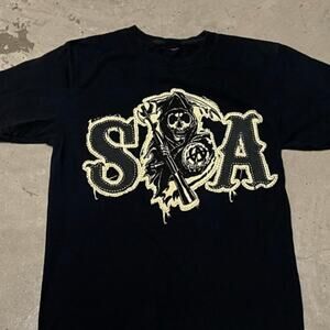 Sons of Anarchy Men's T-Shirt Black Motorcycle Biker Embroidered Size S